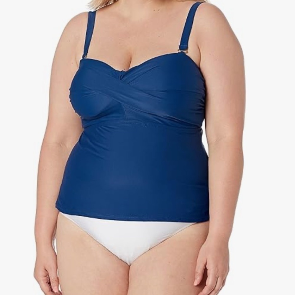 NWT Catalina Women's Twist Front Bandeau Tankini Top 1X